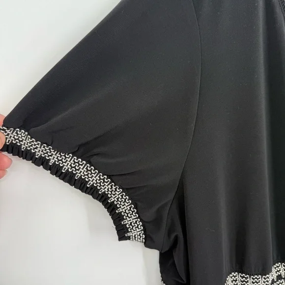 Talbots Short Sleeve Black Dress Size 3X NWT White Accent Faux Wrap Ruffle - Picture 5 of 10